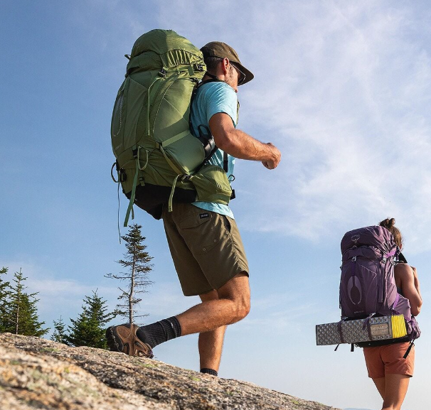 Osprey Atmos AG 50 backpack in use on hiking trail