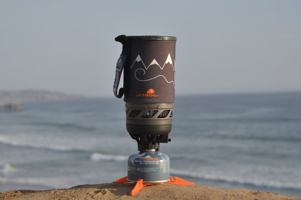 Jetboil Flash boiling water at wild camp