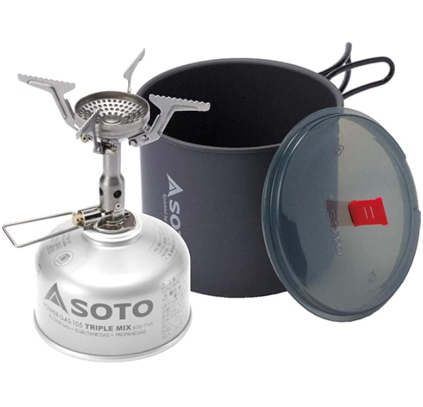 Soto WindMaster lightweight camping stove with pot
