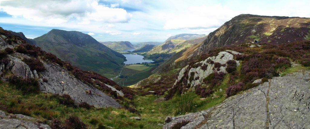 Haystacks summit view above Buttermere in the Lake District