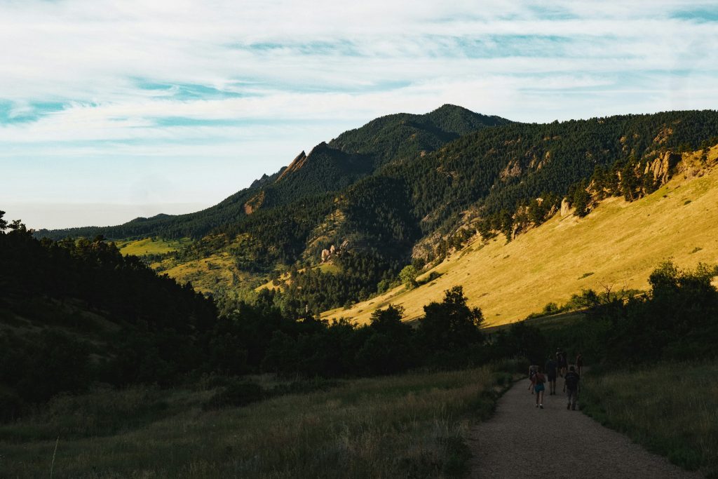 early morning hike on a mountain trail in the UK countryside