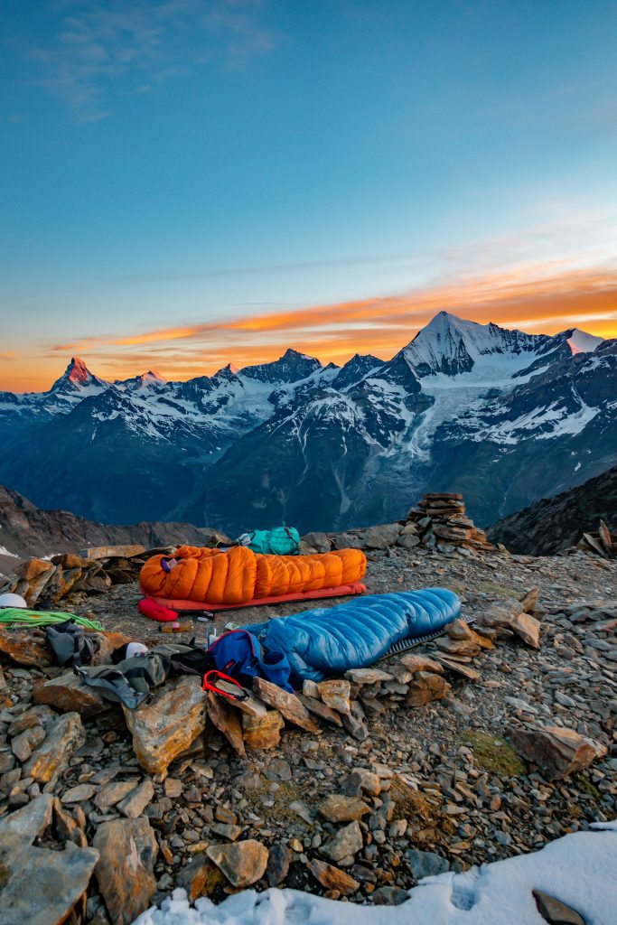 sleeping bag in the UK hills