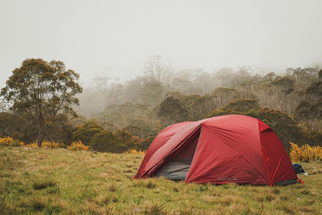 wild camping tent in heavy rain in the UK hills