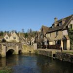 Historic stone cottages beside the river at Castle Combe