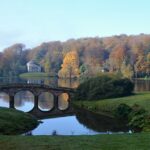 Palladian bridge and lake at Stourhead landscape garden
