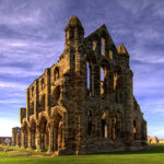Whitby Abbey ruins on the headland above the North Yorkshire coast